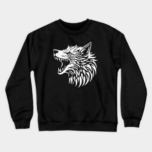 Minimalist Wolf Head - distressed Crewneck Sweatshirt